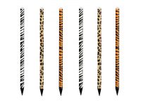 Zoo Animal Pattern Heat Transfer Printed Crystal Pencils in Leopard, Tiger, Zebra Skin Color