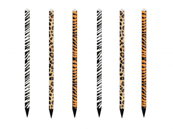 Zoo Animal Pattern Heat Transfer Printed Crystal Pencils in Leopard, Tiger, Zebra Skin Color