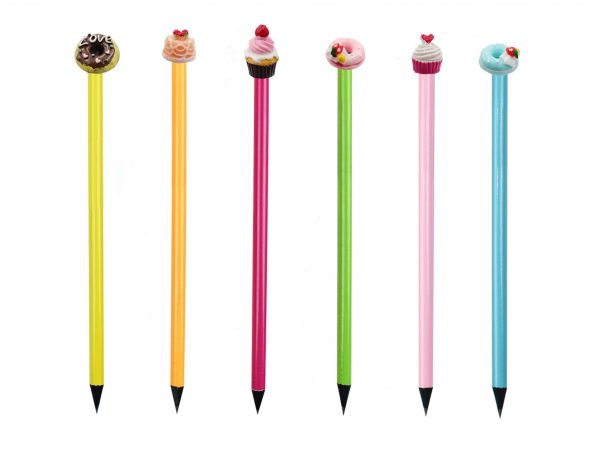Kids Cute Dessert Top Pencils with Cake Doughnut Toppers from Novelty School Staitonery Supplier