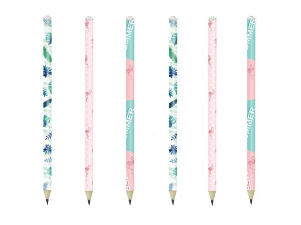 Summer Theme Tropical Wooden Pencils with Crystal on Top