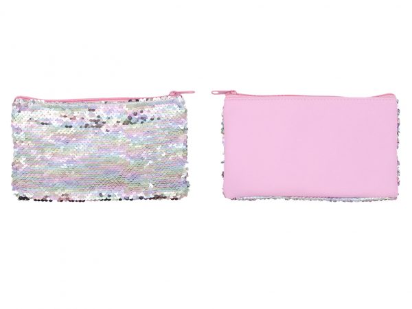 Double-faced glitter pen pouch with high volume