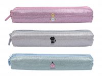 slim pencil pouch shining pink color