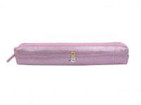 slim pencil pouch shining pink color for girls