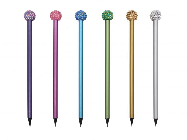 Metallic Color Glitter Ball Top Pencils For Gift Shops