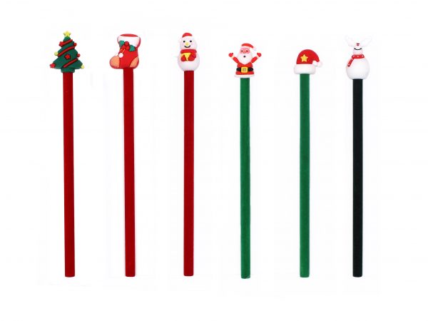 Rubber Christmas Topper Velvet Xmas Pencil