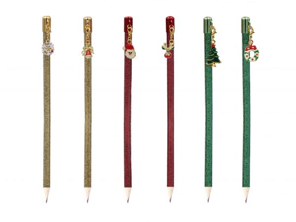 Special Shining Glitter Pencils With Xmas Charm