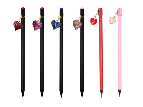 Love Shaped Sparkle Charm Pencils For Presents
