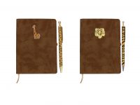 New Arrival A6 Size Leather Notebook with Fashion Tiger Giraffe Charm