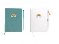 Fancy Rainbow Shaped Charm Leather A6 Size Notebook