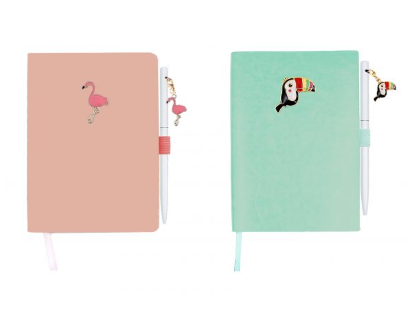 Beautiful Flamingo Toucan Design Diary A6 Size Leather Notebook
