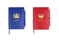 Hot Sale King and Queen Crown A5 Size PU Leather Notebook Pack for Souvenir Gifts