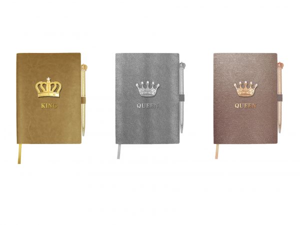 Luxury Crown PU Leather Pen with A5 Size Notebook Pack for Gifts